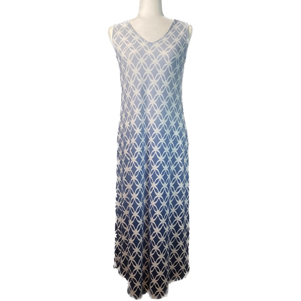 Chico's Navy and Ivory Patterned Maxi Dress
